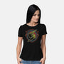 Neon Line-Art Samus Emblem-Womens-Basic-Tee-Astrobot Invention