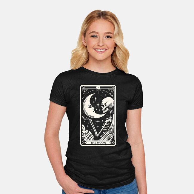 The Moon Tarot Skull-Womens-Fitted-Tee-Eoli Studio