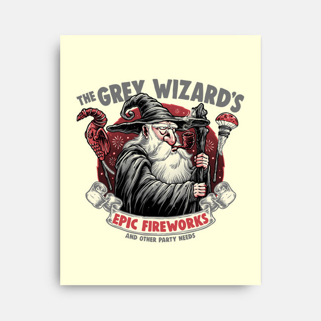 Grey Wizard Fireworks-None-Stretched-Canvas-momma_gorilla