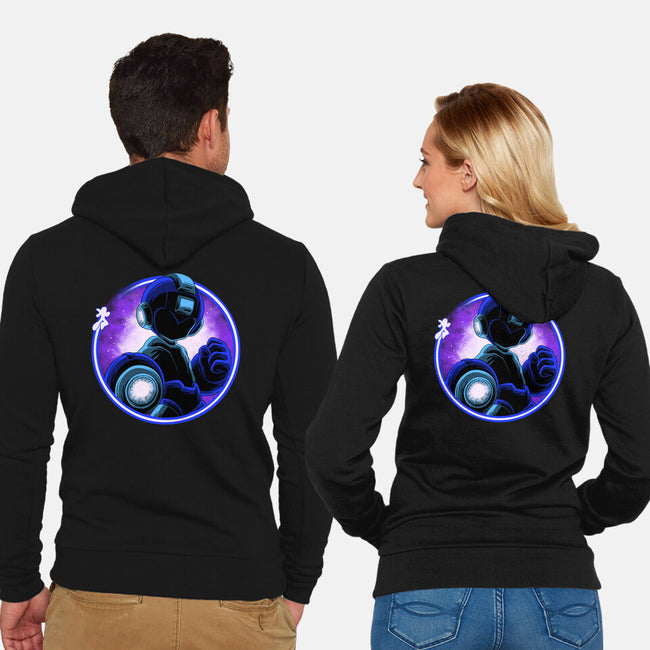 Blue Metal Hero-Unisex-Zip-Up-Sweatshirt-rmatix