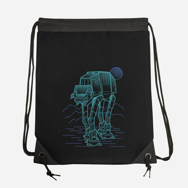 Neon Line-Art Armored Walker-None-Drawstring-Bag-Astrobot Invention
