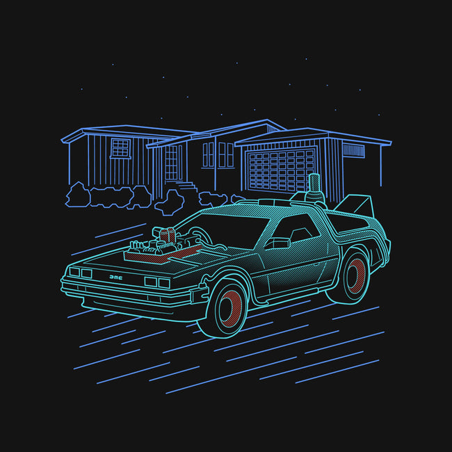 Neon Line-Art De Lorean-None-Drawstring-Bag-Astrobot Invention