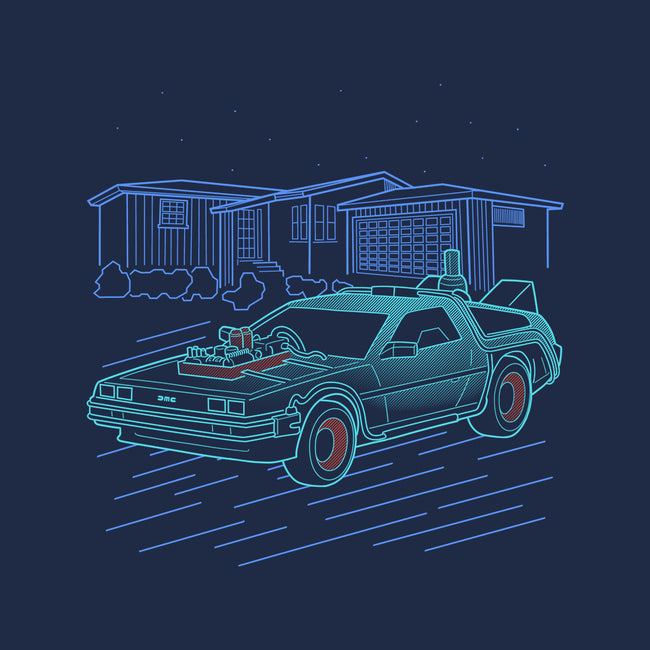 Neon Line-Art De Lorean-None-Drawstring-Bag-Astrobot Invention
