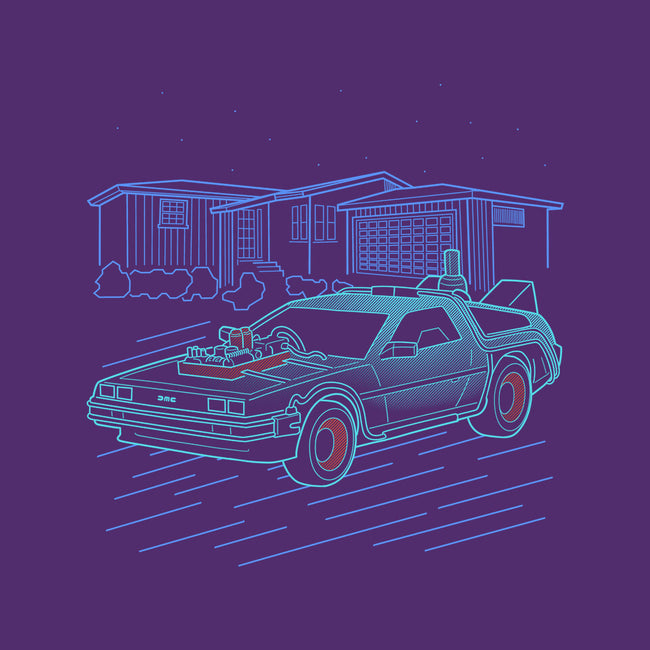 Neon Line-Art De Lorean-None-Drawstring-Bag-Astrobot Invention