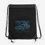 Neon Line-Art De Lorean-None-Drawstring-Bag-Astrobot Invention