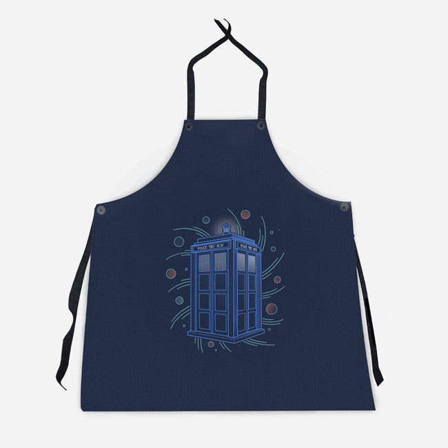Neon Line-Art Time And Space Box-Unisex-Kitchen-Apron-Astrobot Invention