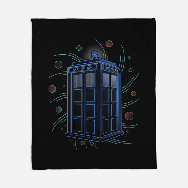 Neon Line-Art Time And Space Box-None-Fleece-Blanket-Astrobot Invention