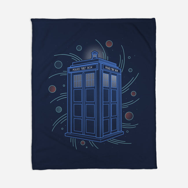 Neon Line-Art Time And Space Box-None-Fleece-Blanket-Astrobot Invention