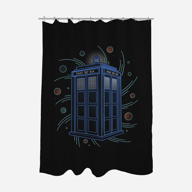 Neon Line-Art Time And Space Box-None-Polyester-Shower Curtain-Astrobot Invention