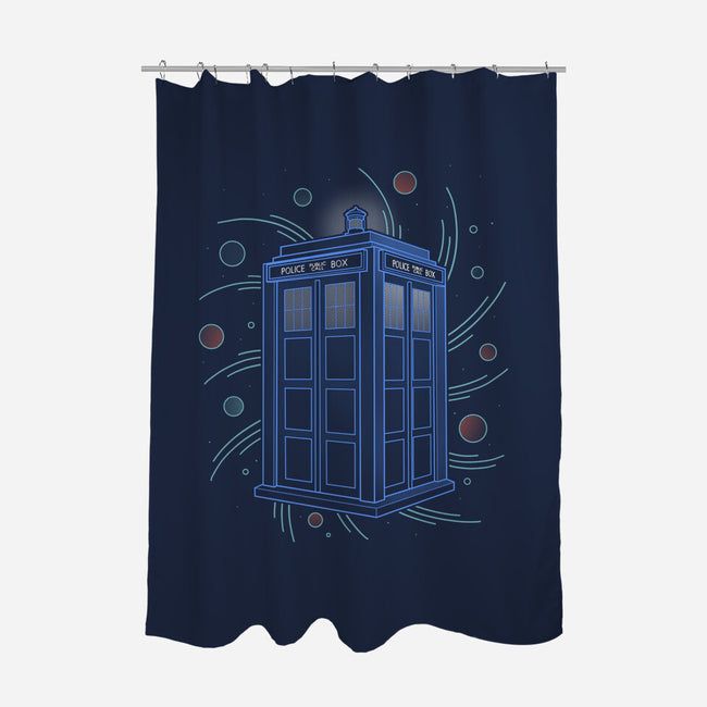Neon Line-Art Time And Space Box-None-Polyester-Shower Curtain-Astrobot Invention