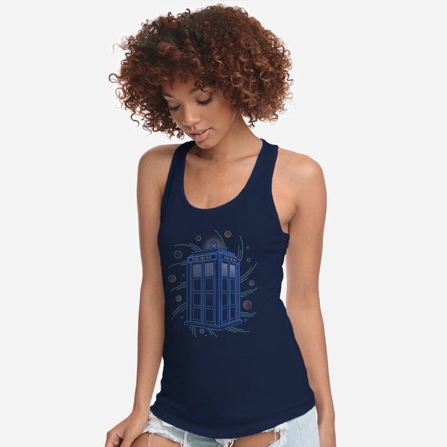 Neon Line-Art Time And Space Box-Womens-Racerback-Tank-Astrobot Invention