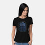 Neon Line-Art Time And Space Box-Womens-Basic-Tee-Astrobot Invention
