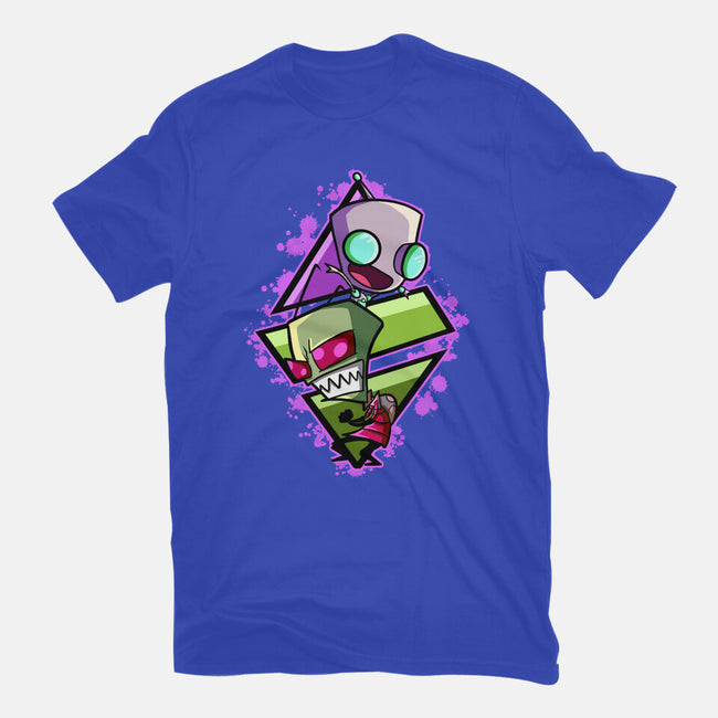 Invader And Robot-Unisex-Basic-Tee-nickzzarto