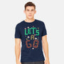 Mario Let's A Go-Mens-Heavyweight-Tee-Geekydog