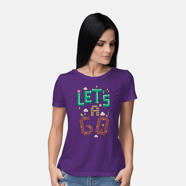 Mario Let's A Go-Womens-Basic-Tee-Geekydog