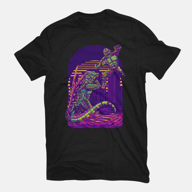 RoboZilla Vs RoboKong-Mens-Premium-Tee-alanside