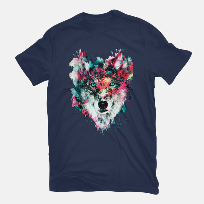 Watercolor Wolf-womens basic tee-RizaPeker