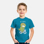 T-Rex Tries Biking-youth basic tee-queenmob