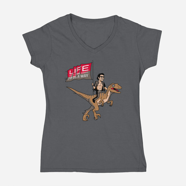 Life Uhhh Finds a Way-womens v-neck tee-Ben Douglass