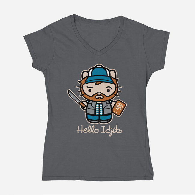 Hello Idjits-womens v-neck tee-Matt Parsons