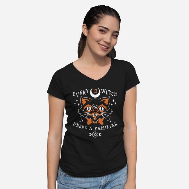 Every Witch Needs A Familiar-womens v-neck tee-nemons