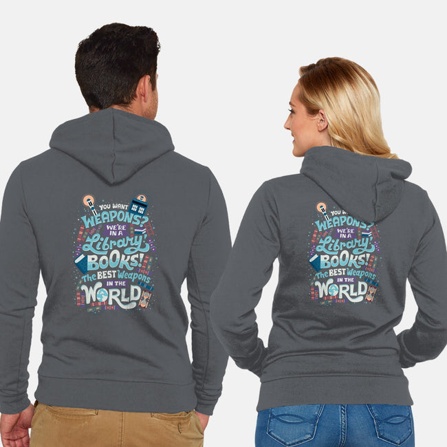 Books are the Best Weapons-unisex zip-up sweatshirt-risarodil