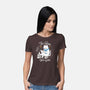 Cat Reader-womens basic tee-Liewrite