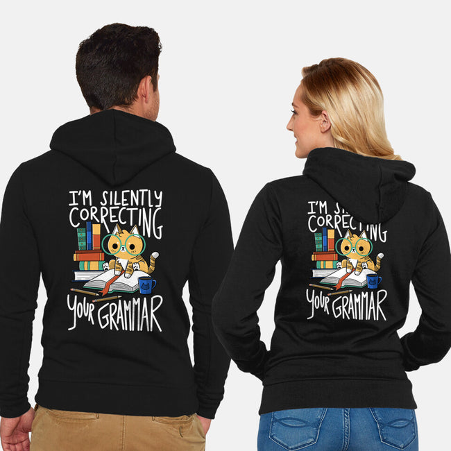 Grammar Cat-unisex zip-up sweatshirt-TaylorRoss1