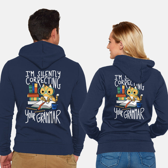 Grammar Cat-unisex zip-up sweatshirt-TaylorRoss1