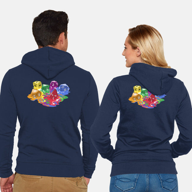 Melting Dice-unisex zip-up sweatshirt-zascanauta