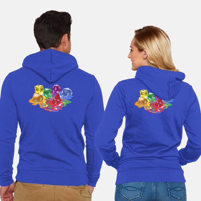 Melting Dice-unisex zip-up sweatshirt-zascanauta