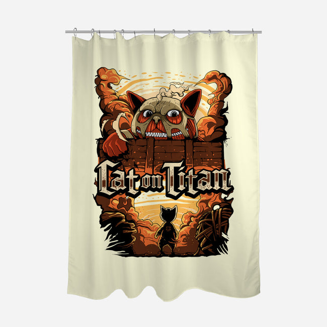 Cat on Titan-none polyester shower curtain-pujartwork