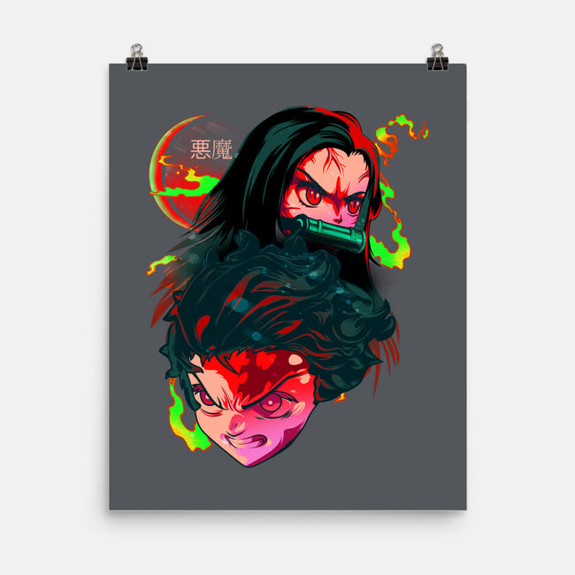 Demon Slayer Siblings-none matte poster-heydale
