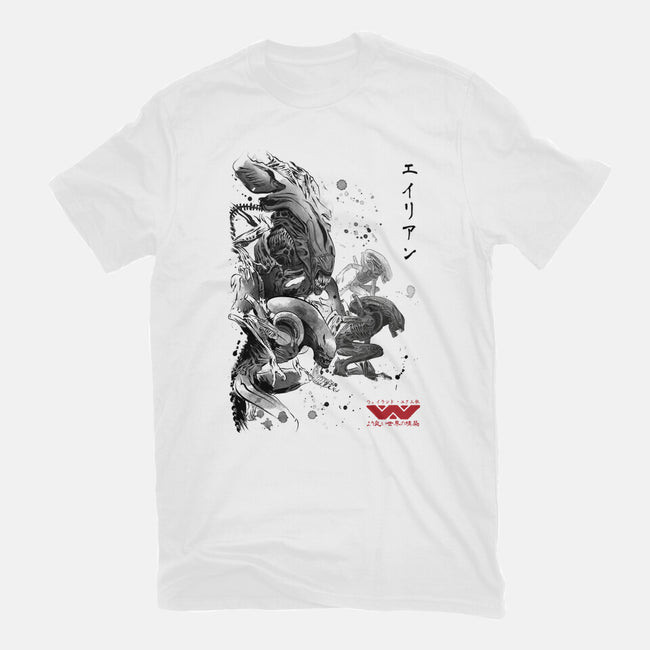 Xenomorphs Invasion Sumi-E-mens long sleeved tee-DrMonekers