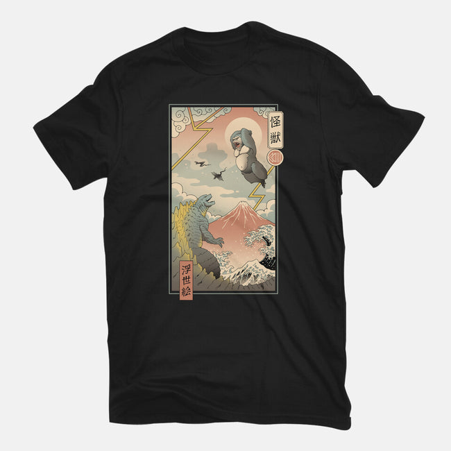 Kaiju Fight In Edo-mens premium tee-vp021