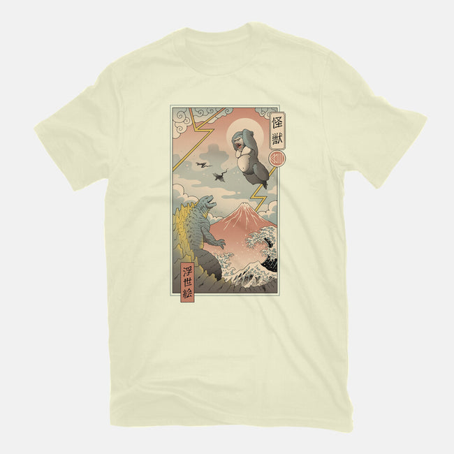 Kaiju Fight In Edo-womens fitted tee-vp021