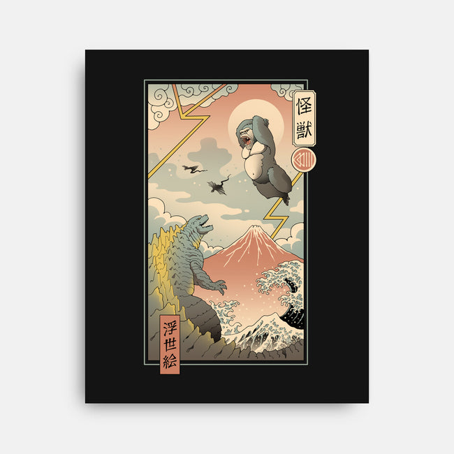 Kaiju Fight In Edo-none stretched canvas-vp021