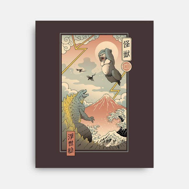 Kaiju Fight In Edo-none stretched canvas-vp021