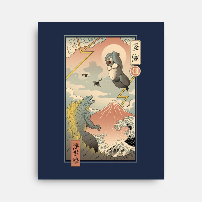 Kaiju Fight In Edo-none stretched canvas-vp021