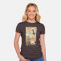 Kaiju Fight In Edo-womens fitted tee-vp021