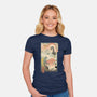 Kaiju Fight In Edo-womens fitted tee-vp021