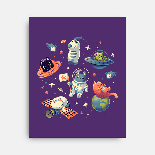 Cats in Space-none stretched canvas-Geekydog