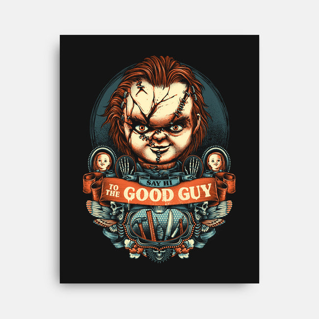 Say Hi To The Good Guy-none stretched canvas-glitchygorilla