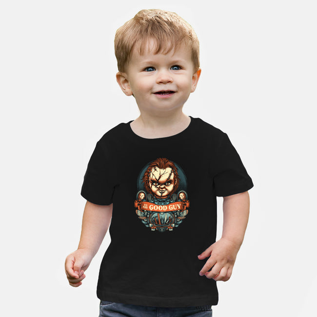 Say Hi To The Good Guy-baby basic tee-glitchygorilla