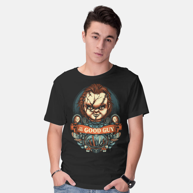 Say Hi To The Good Guy-mens basic tee-glitchygorilla