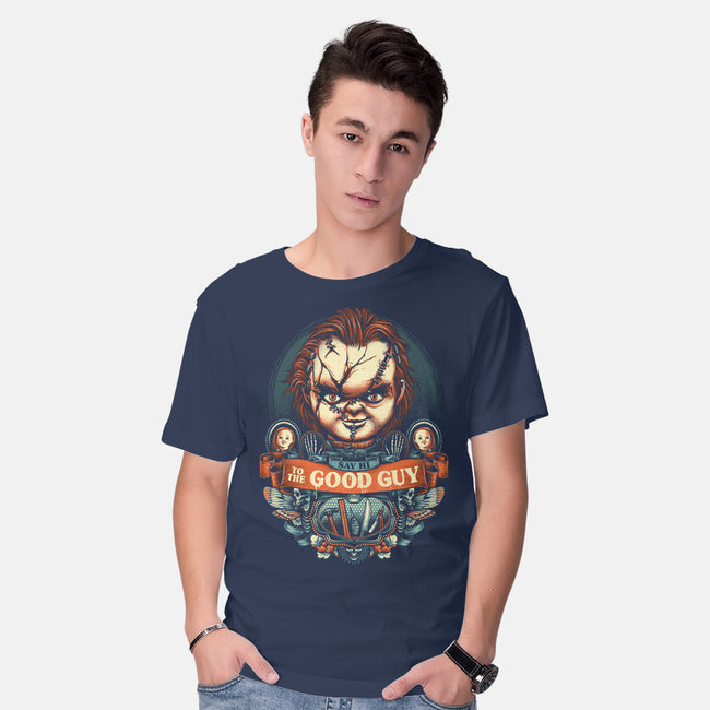 Say Hi To The Good Guy-mens basic tee-glitchygorilla
