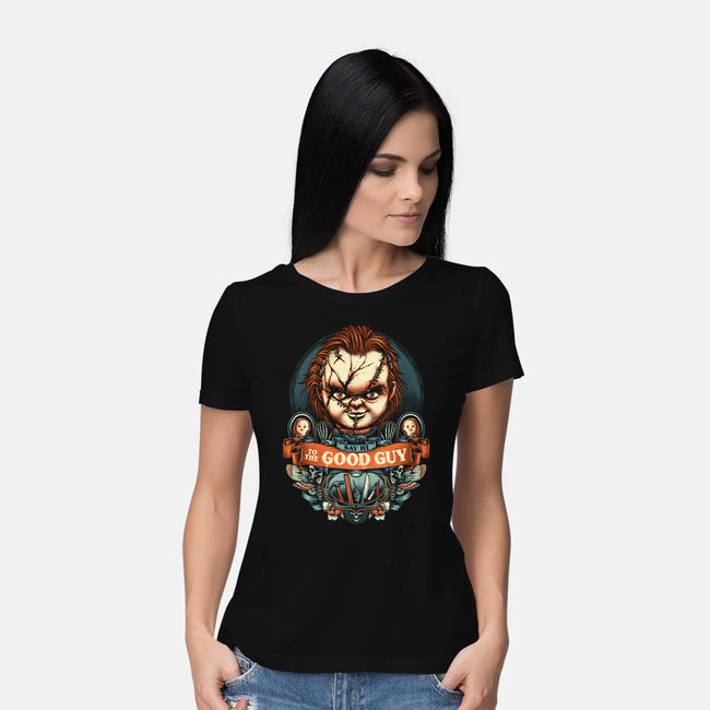 Say Hi To The Good Guy-womens basic tee-glitchygorilla