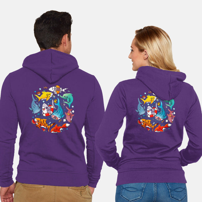 Summer Shark-unisex zip-up sweatshirt-Vallina84