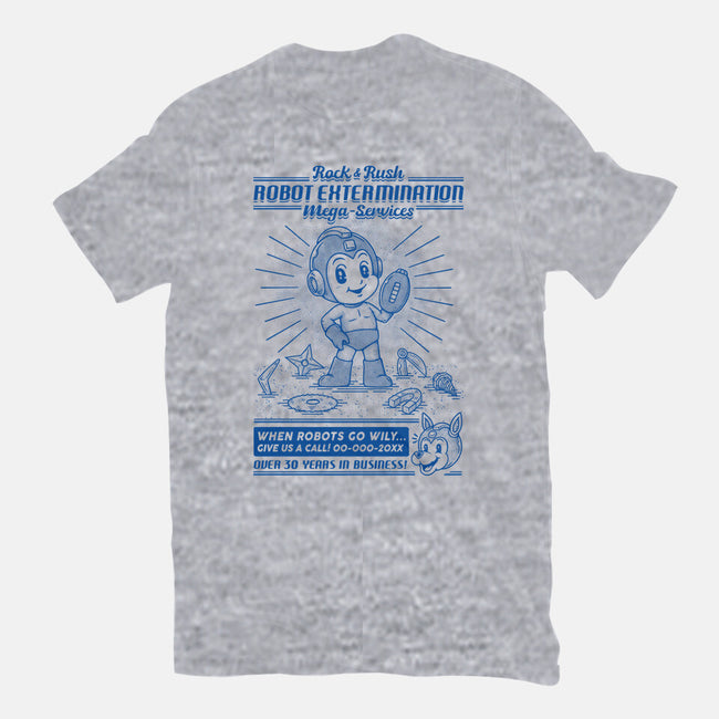 Mega Robot Extermination Services-mens basic tee-Firebrander