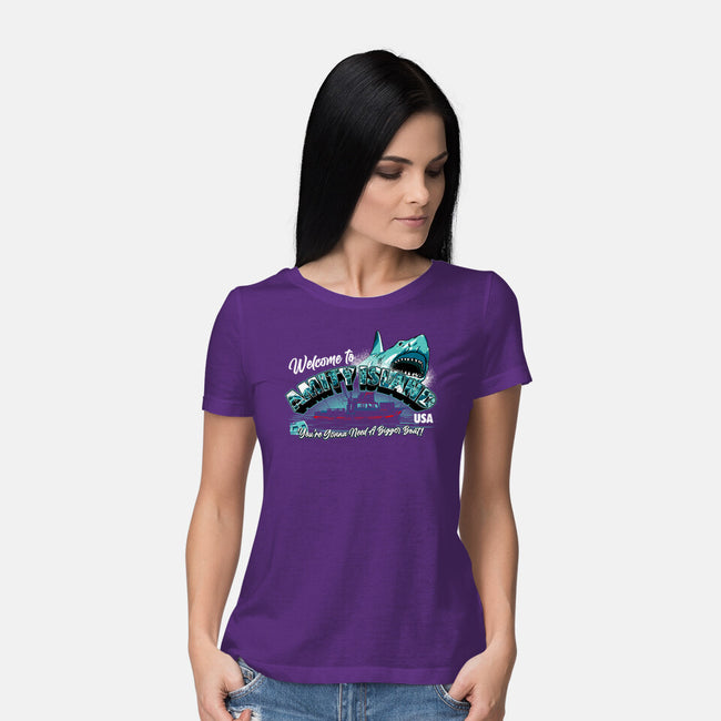 Welcome To Amity Island-womens basic tee-goodidearyan